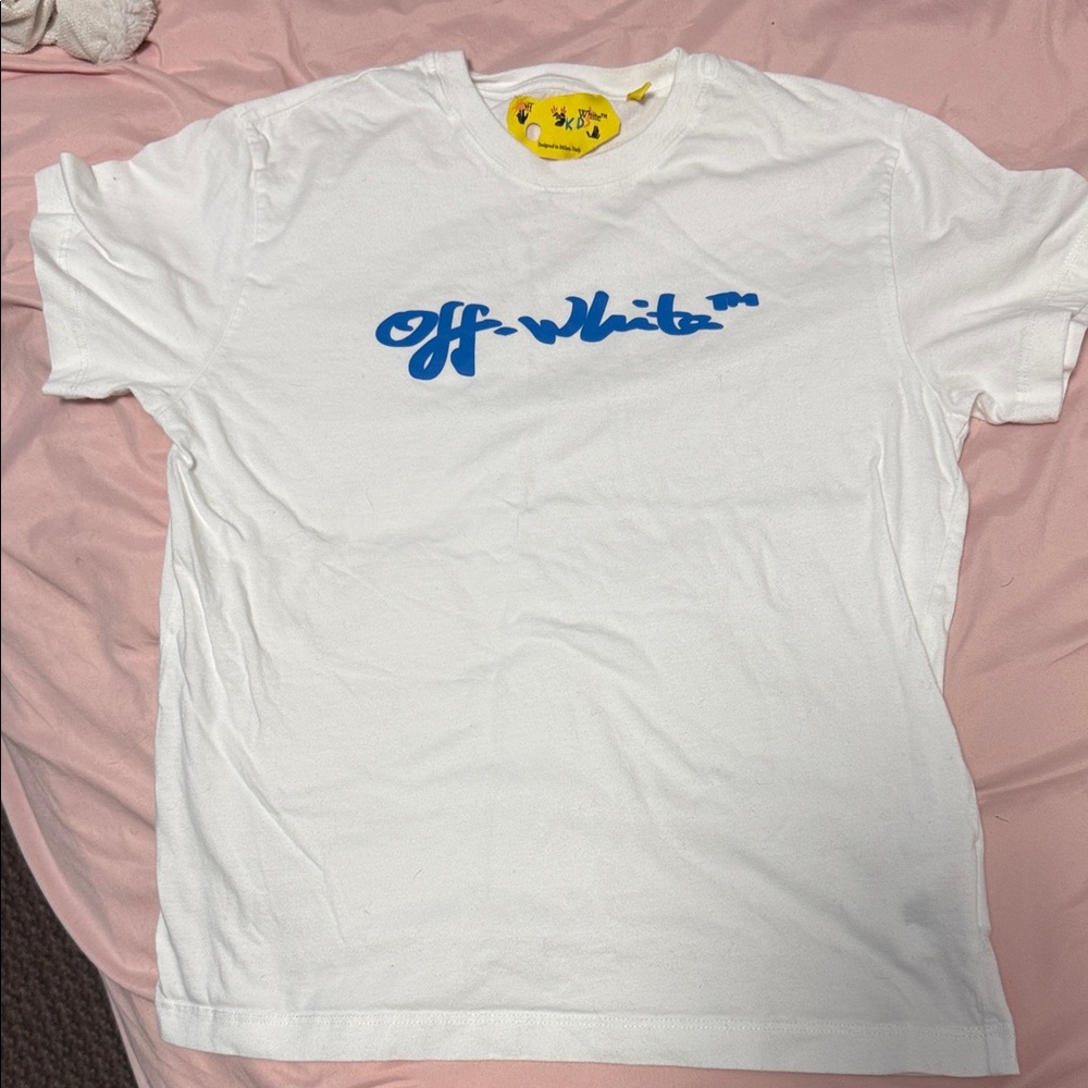 Off-White White Tee with Blue Script